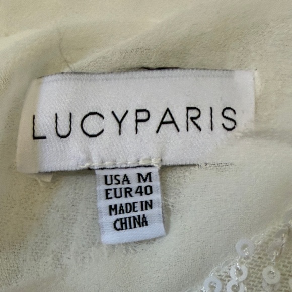 White Sequin Short Sleeve Crop Top - Picture 2 of 2